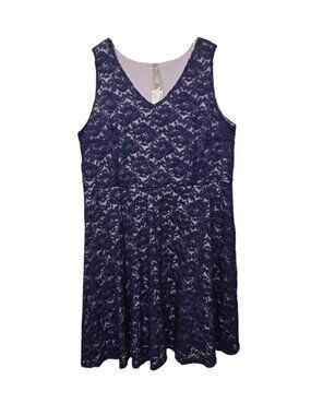 Coquette et Coquine Dress 2X Sleeveless Lace Dark Purple Fit Flare Formal NWT